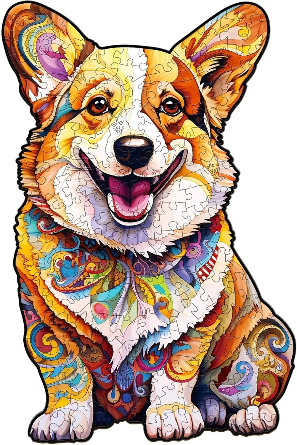 Wooden Puzzles for Adults - Advanced Clever Corgi Wood Puzzle Adult Unique Shape Wooden Jigsaw Puzzles for Adults, Wood Puzzles Adult, Corgi Gifts for Corgi Lovers, Family Puzzle 8.4 x 5.6in 90pcs