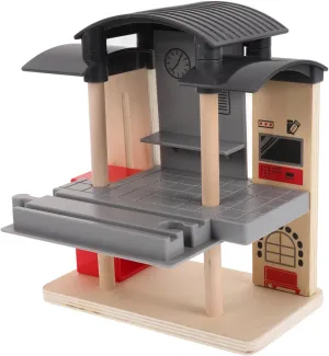 Wooden Train Station Set Educational Toy Train Tracks Wooden Race Track Accessories for Toddlers