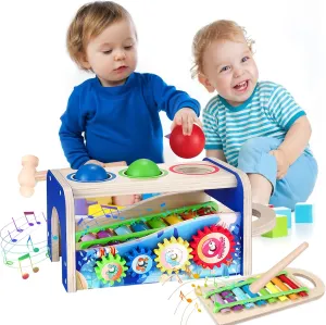 Wooden Xylophone Toys for Toddler Hammering Pounding Toys Wooden Montessori Toys for 1-3 Year Old Learning Developmental Toys Toddler Activities Gift Ages 1 2 3 4