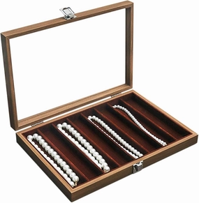 Wooden Jewelry Organizer Box with Clear Glass Lid Jewelry Holder Organizer Velvet Jewelry Storage Case for Women Earrings Rings Necklaces Bracelet Watch,D(D)
