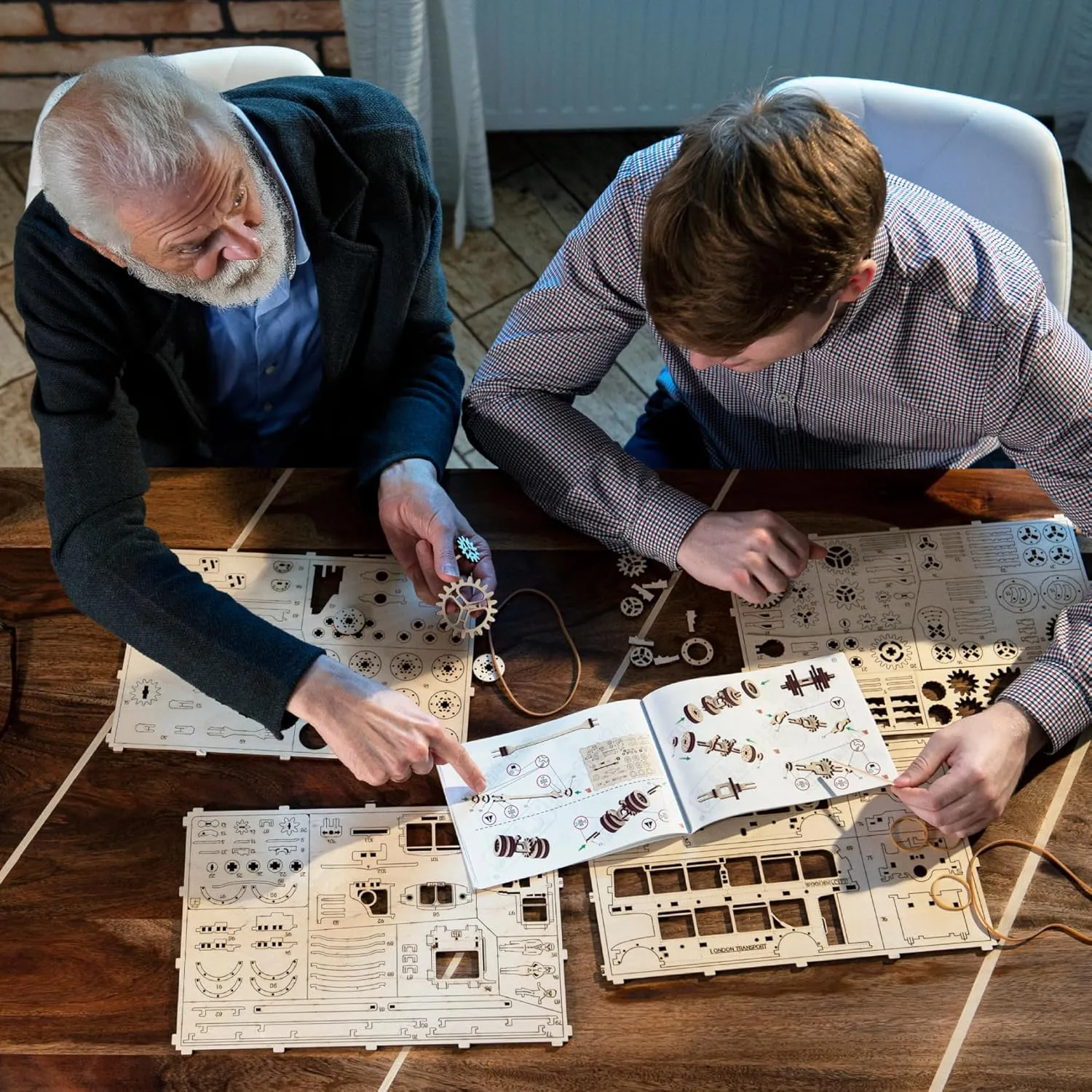 WOODEN.CITY Tram With Rails 3D Puzzle - Build A Train Model For Adults - Laser Cut Wooden Model Train Buildings