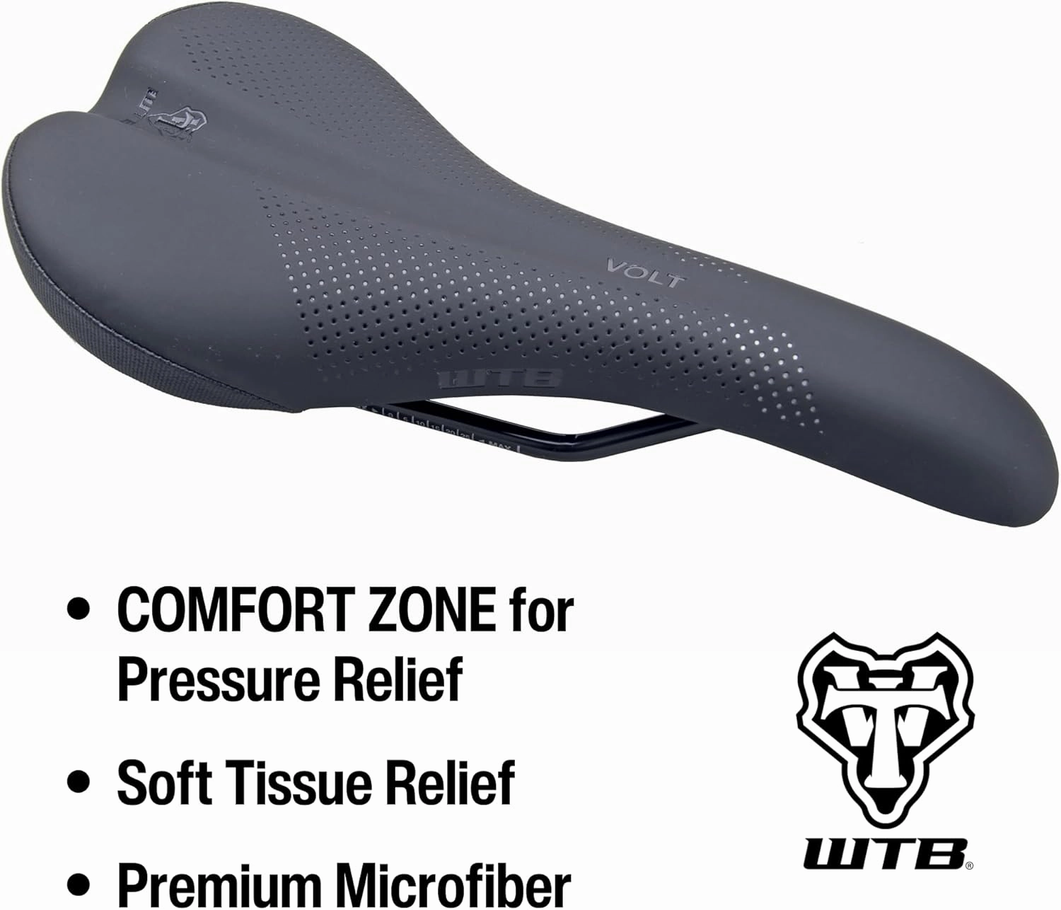 WTB Volt Bike Saddle - Comfortable Medium Thickness Padding, Contoured Shape with a Flex-Tuned Shell - Lightweight MTB Saddle for Optimal Support & Performance