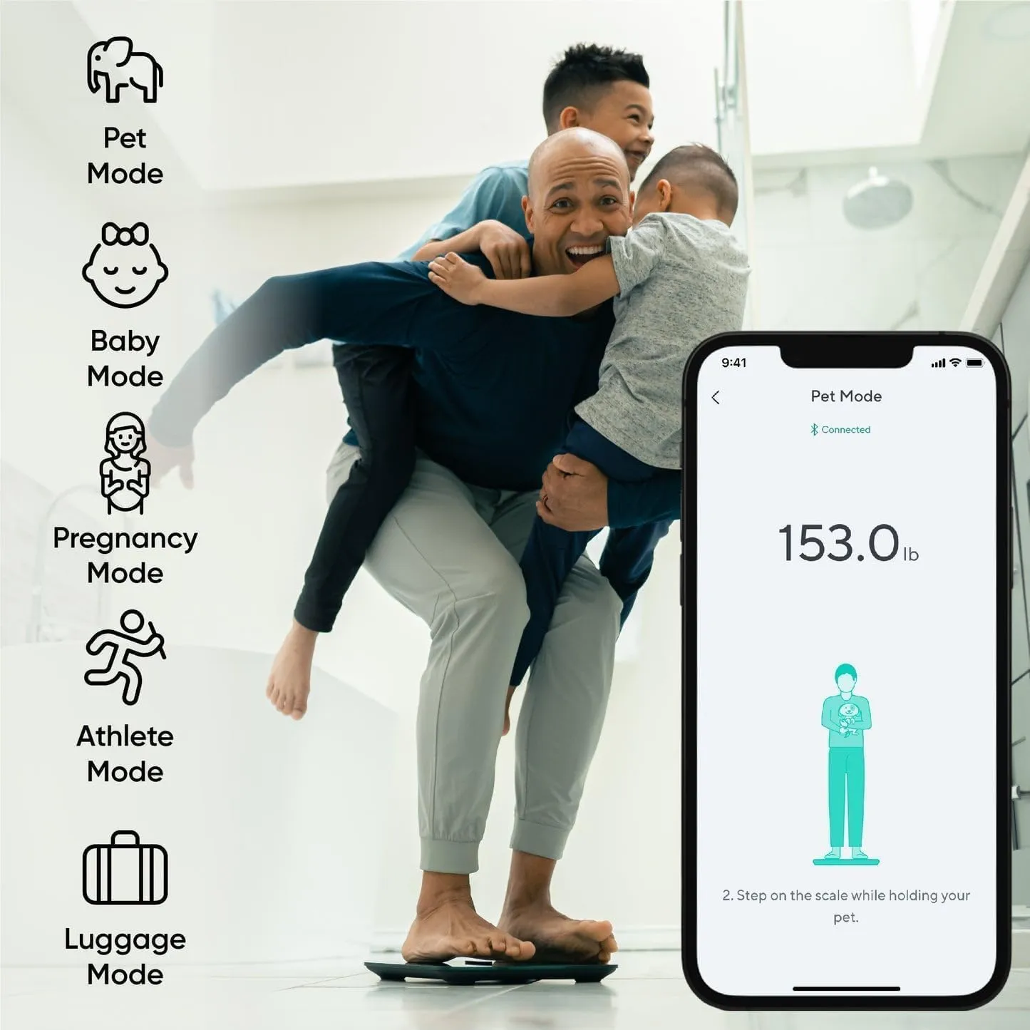 Wyze Smart Scale X - FSA/HSA Eligible - Digital Bathroom Scale for Body Weight, BMI, Body Fat, Muscle Mass, Heart Rate Monitor | Sync with Health Apps | for People, Baby & Pet, 400 lbs (Black)