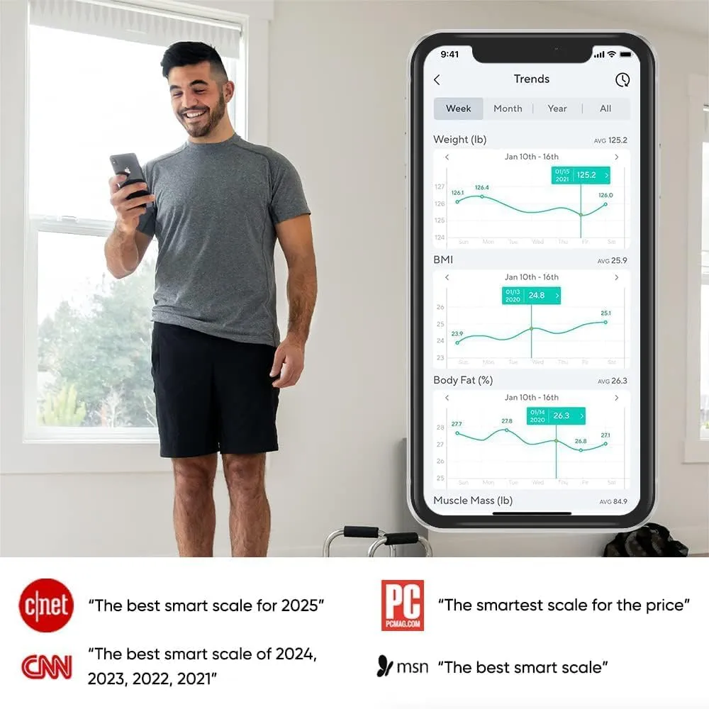 Wyze Smart Scale X - FSA/HSA Eligible - Digital Bathroom Scale for Body Weight, BMI, Body Fat, Muscle Mass, Heart Rate Monitor | Sync with Health Apps | for People, Baby & Pet, 400 lbs (Black)