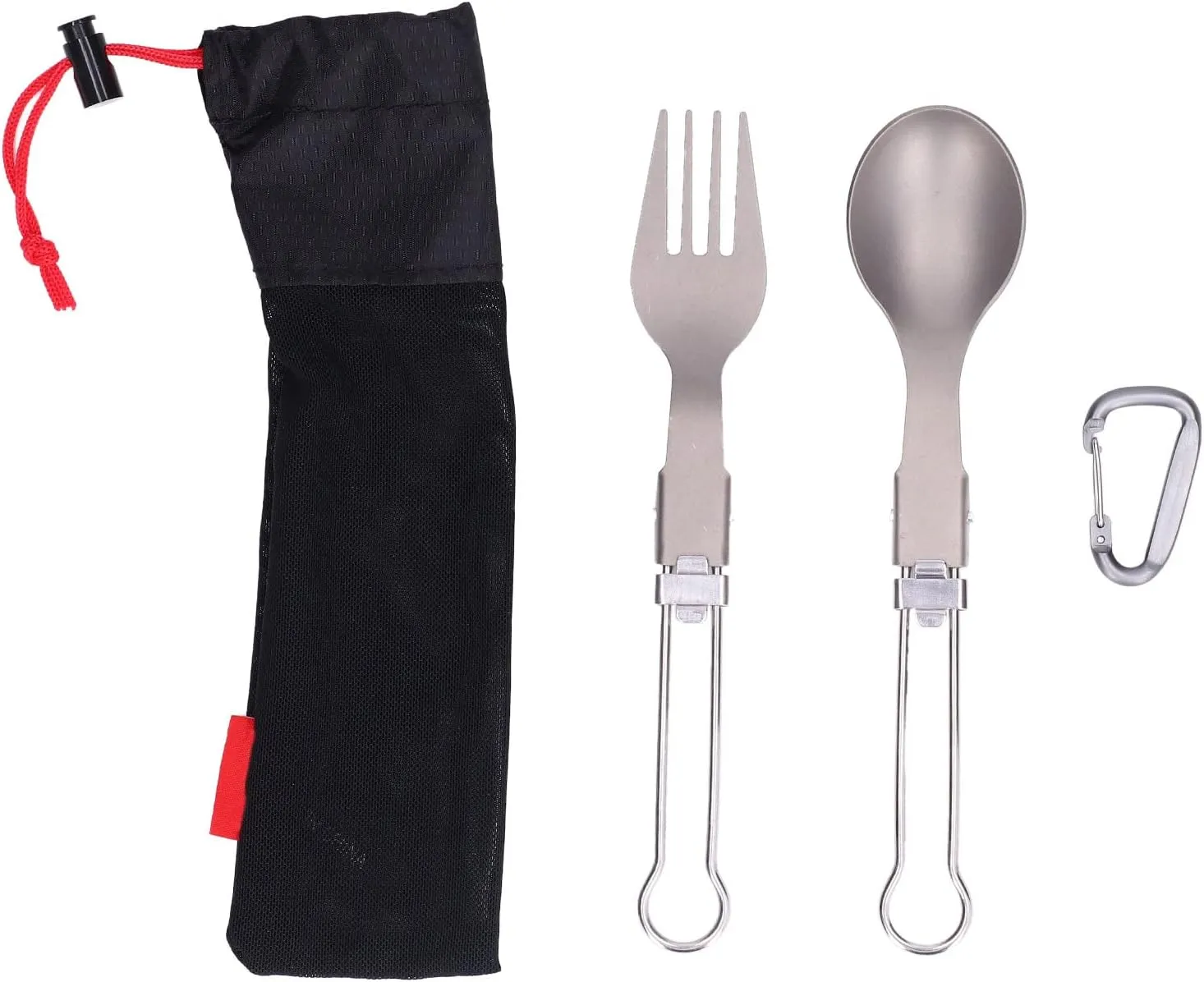 XPSSJMU Camping Cutlery Set, Stainless Steel Portable Travel Utensils with Storage Bag, Foldable Spoon Fork, Reusable, for Camping, Hiking, Traveling