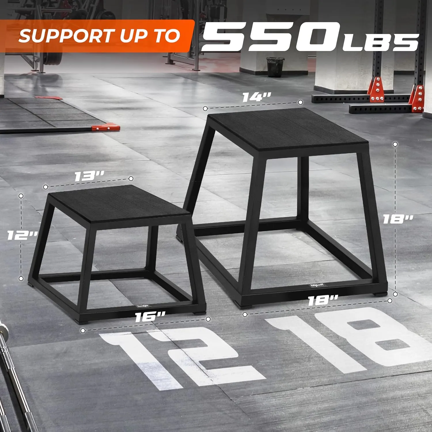 Yes4All Metal Plyometric Box with 550lbs Capacity, Pre-Assembled, Plyo Jump Platform, Step Up Box for Workout Home Gym