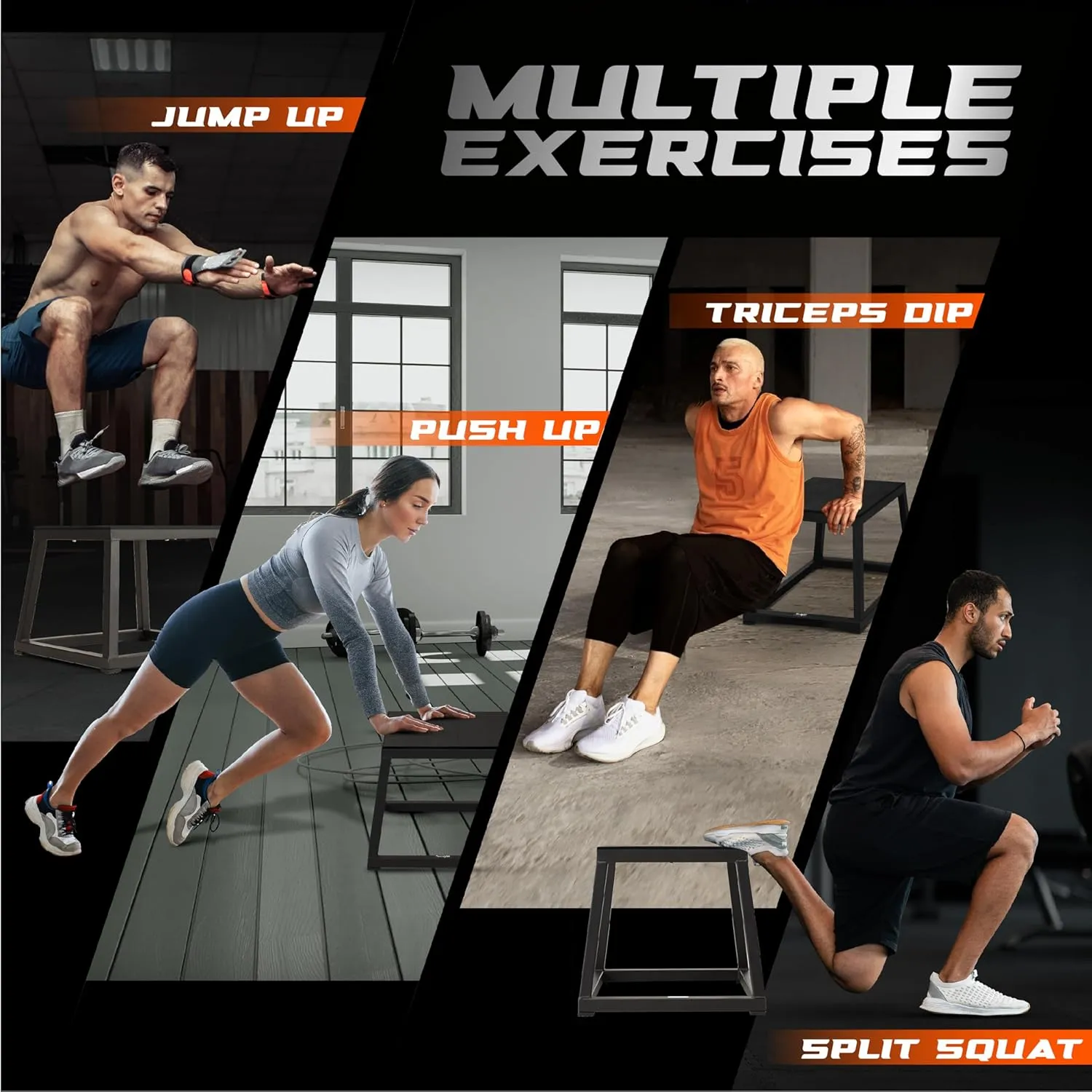 Yes4All Metal Plyometric Box with 550lbs Capacity, Pre-Assembled, Plyo Jump Platform, Step Up Box for Workout Home Gym