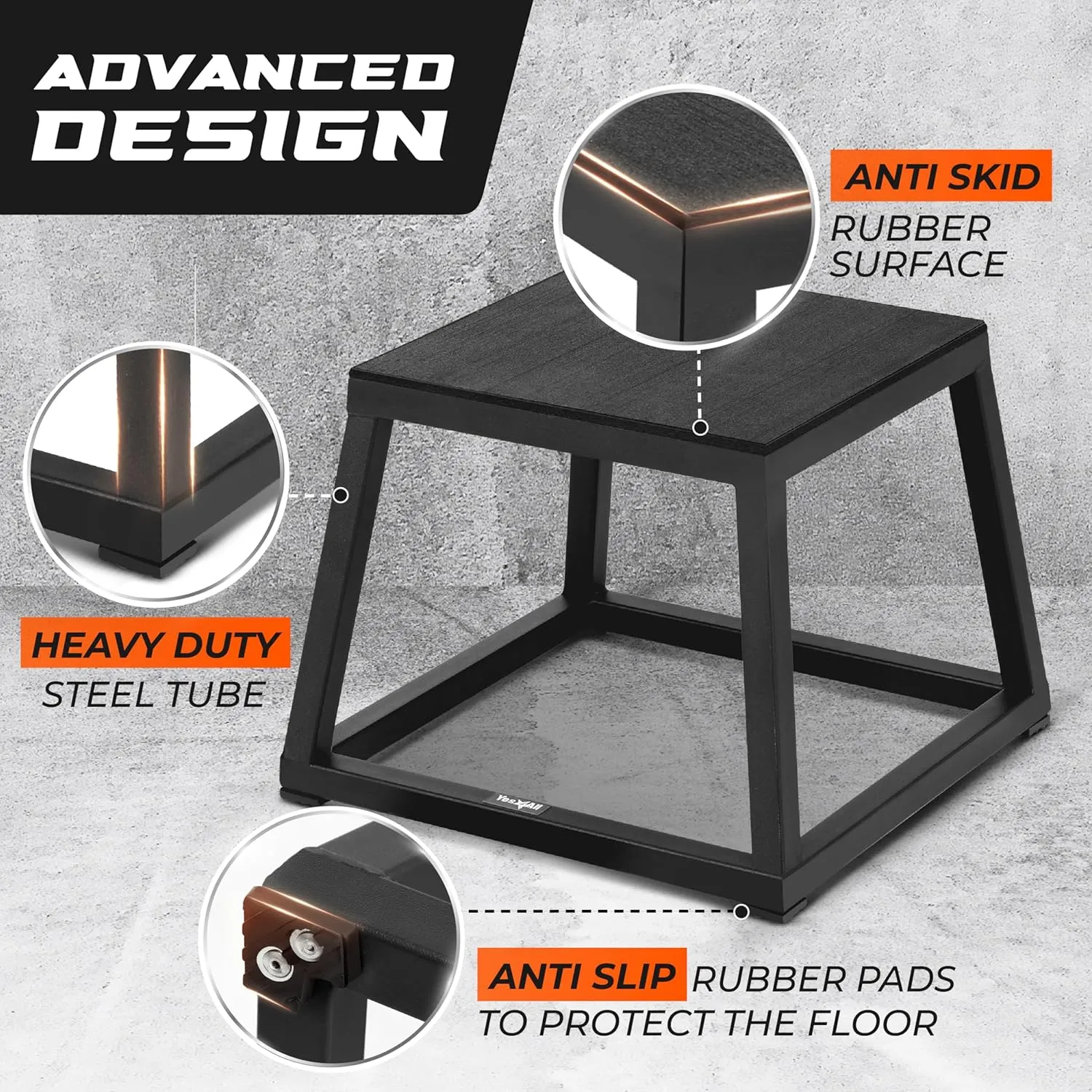 Yes4All Metal Plyometric Box with 550lbs Capacity, Pre-Assembled, Plyo Jump Platform, Step Up Box for Workout Home Gym