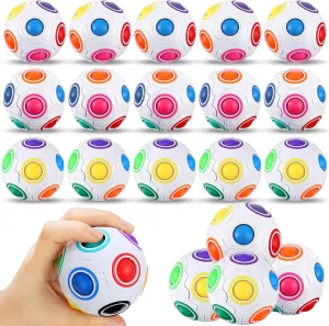 Yilloog Magic Rainbow Puzzle Ball, Rainbow Ball Toys Stress Reliever Fun for Teens and Adults, Boys and Girls, Birthday Brain Teasers Toy(20 Pcs)