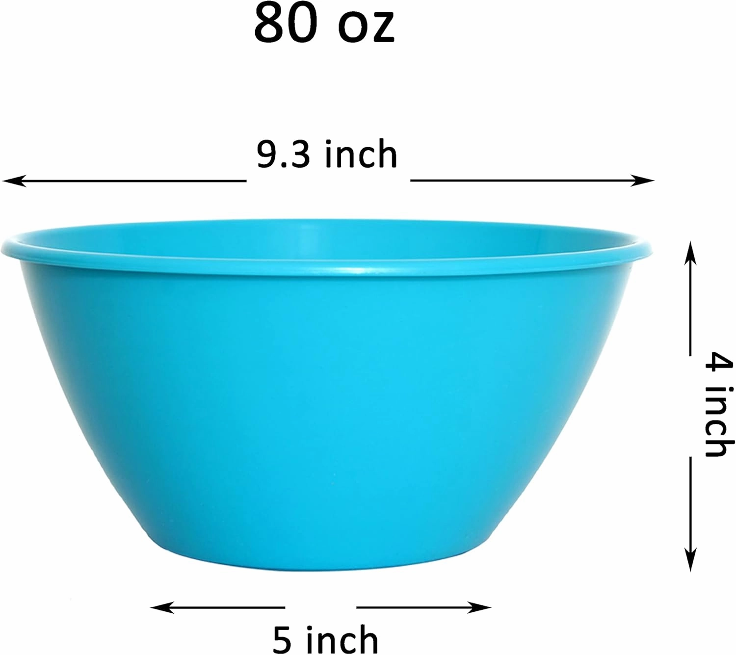 Youngever 9 inch 80 Ounce Plastic Mixing and Serving Bowls, Popcorn Bowls, Salad Bowls, Chip and Dip Serving Bowls, Set of 9 (Rainbow Color)