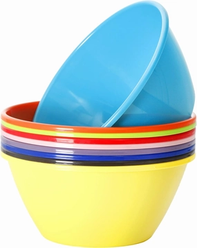 Youngever 9 inch 80 Ounce Plastic Mixing and Serving Bowls, Popcorn Bowls, Salad Bowls, Chip and Dip Serving Bowls, Set of 9 (Rainbow Color)