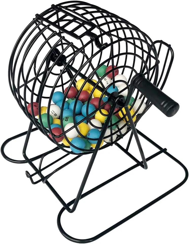 Yuanhe Deluxe Bingo Games Set - Metal Cage with Calling Board,50 Bingo Cards,300 Colorful Bingo Chips,75 Colored Balls, Great for Adults Kids Large Groups,Parties Events Family Game Nights