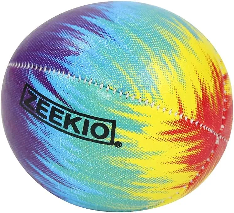 Zeekio - Tie Dye Festival Juggling Ball - Professional Grade - Suitable for All Levels & Ages - Synthetic Leather Ball Durable - 120 Grams - Pack of 3 - Rainbow Burst