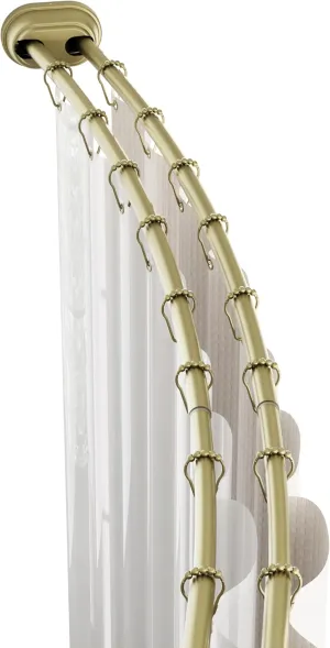 Zenna Home Rustproof Double Curved Shower Curtain Rod, No Drill Adjustable Curved Tension Shower Curtain Rod for Bathroom, Easy Install, Rounded for Extra Room, 50 to 72 Inches, Gold