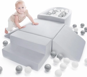ZICOTO Fun Climbing Toy Set for Toddlers Aged 1-3 - The Perfect Set incl. Ball Pit & Climbing Blocks for Unlimited Indoor Fun - Soft Foam Play Gym for Baby/Kids to Safely Learn New Skills Inside