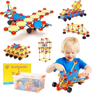 ZOZOPLAY 160PCS STEM Building Blocks Set, Preschool Toys for Ages 3 Kids, Colorful Plastic Connectors, Creative Inspirational Construction Fun Educational Toys, Best Gift Game Kit Classroom Activity