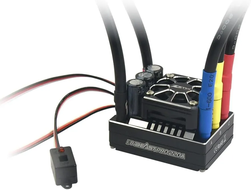 ZTW Beast Pro 220A Sensored ESC 3-6S Turbo 6V/8A BEC Brushless Speed Controller for 1/8 RC Racing Car On-Road Off-Road Buggy - (Color: Beast Pro 220A Turbo)