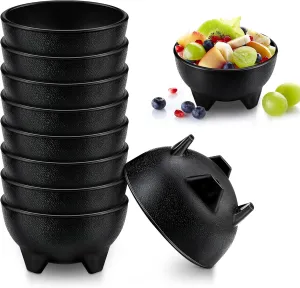 Zubebe Set of 24 Salsa Bowls 13. 5 oz Guacamole Plastic Bowls Bulk Chip and Salsa Serving Dish Taco Bar Serving Set Mexican Dip Molcajete Bowl for Party Fiesta Sauce Condiment(Black)