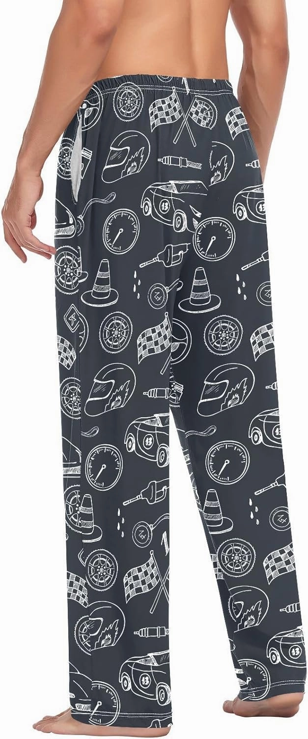 ZZKKO Pajamas Pants for Men Horses Animals Men's Pajama Bottoms 100% Cotton PJ Pants for Mens S-XXL