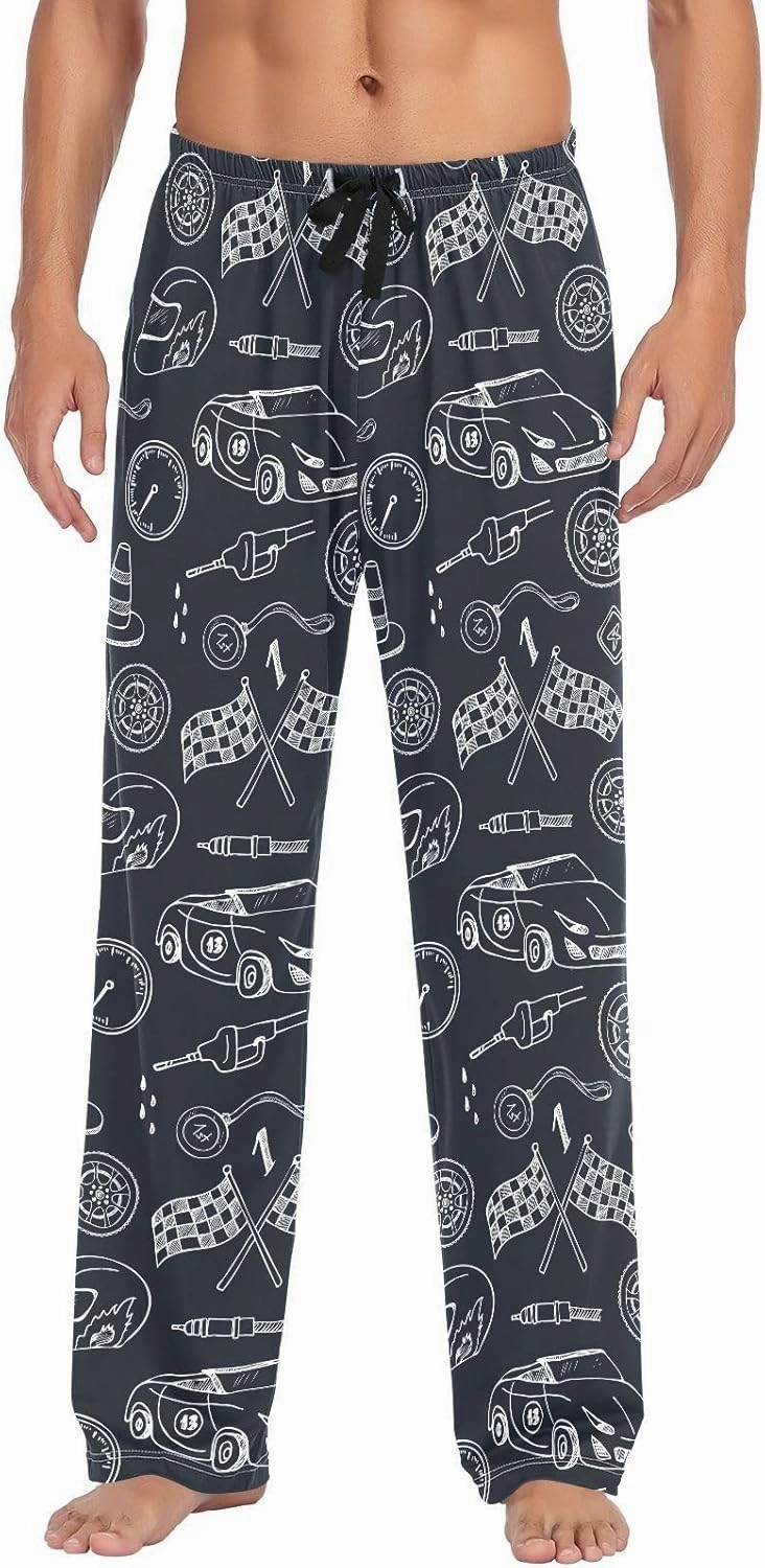 ZZKKO Pajamas Pants for Men Horses Animals Men's Pajama Bottoms 100% Cotton PJ Pants for Mens S-XXL