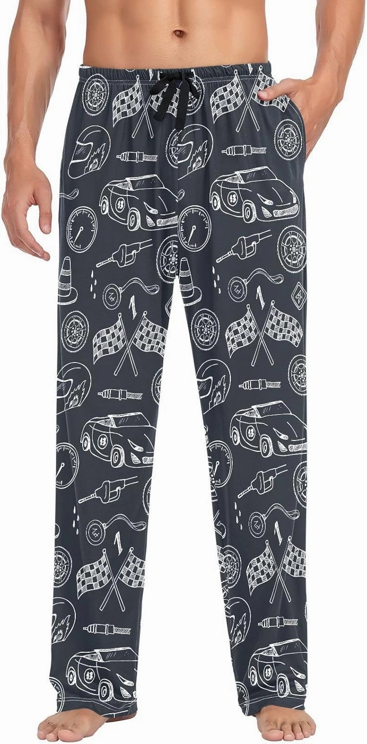 ZZKKO Pajamas Pants for Men Horses Animals Men's Pajama Bottoms 100% Cotton PJ Pants for Mens S-XXL