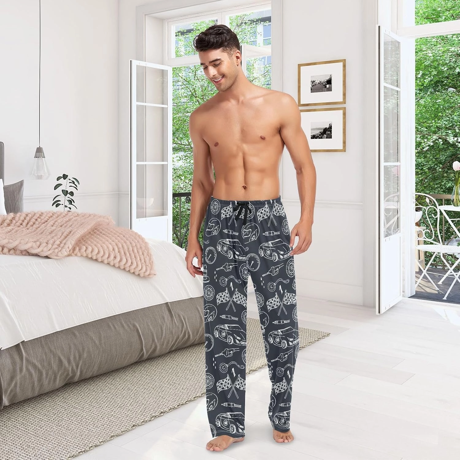 ZZKKO Pajamas Pants for Men Horses Animals Men's Pajama Bottoms 100% Cotton PJ Pants for Mens S-XXL