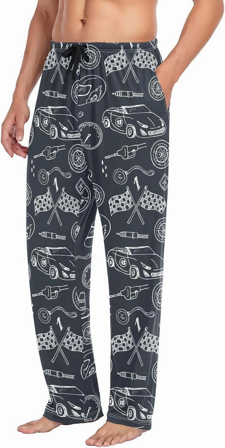 ZZKKO Pajamas Pants for Men Horses Animals Men's Pajama Bottoms 100% Cotton PJ Pants for Mens S-XXL