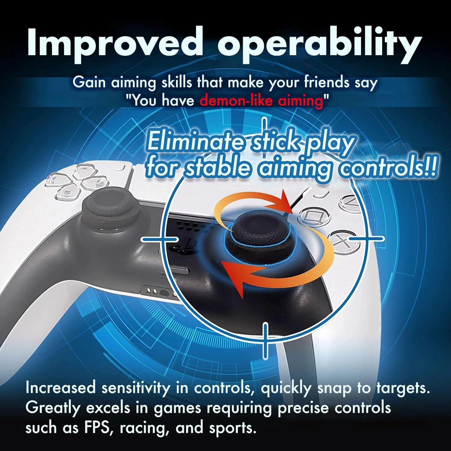 鬼エイム OniAim Precision Rings Orange Demon AIM Assist Motion Control Accessories for PS5, PS4, Xbox Series, PC Gamepads, Switch Pro Controller & Scuf Controller Made in Japan (6 Rings) (Soft)